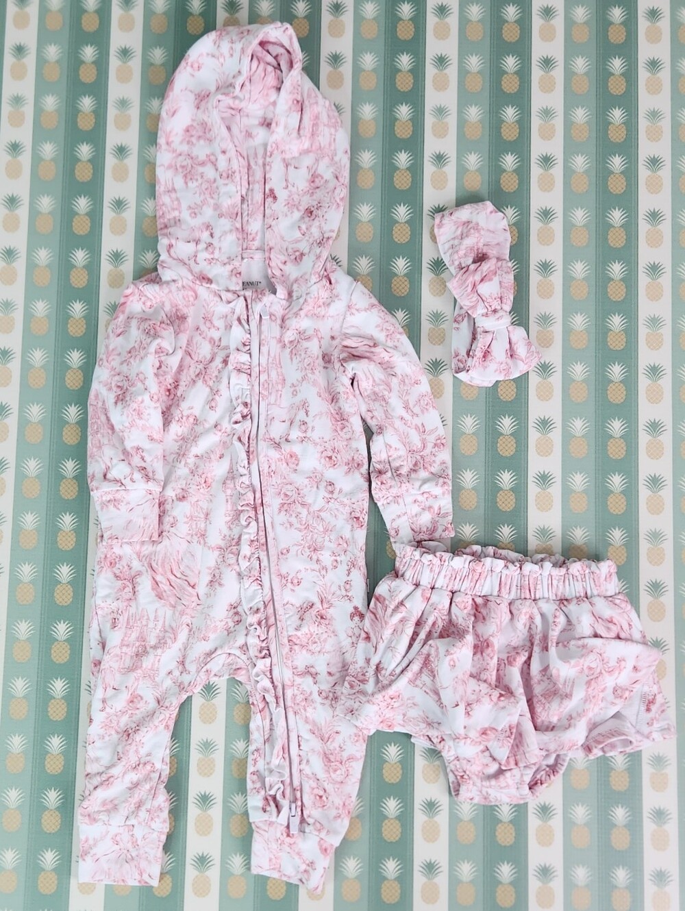 Posh Peanut Toile Skirt, Hair Wrap, and Hoodie One Piece